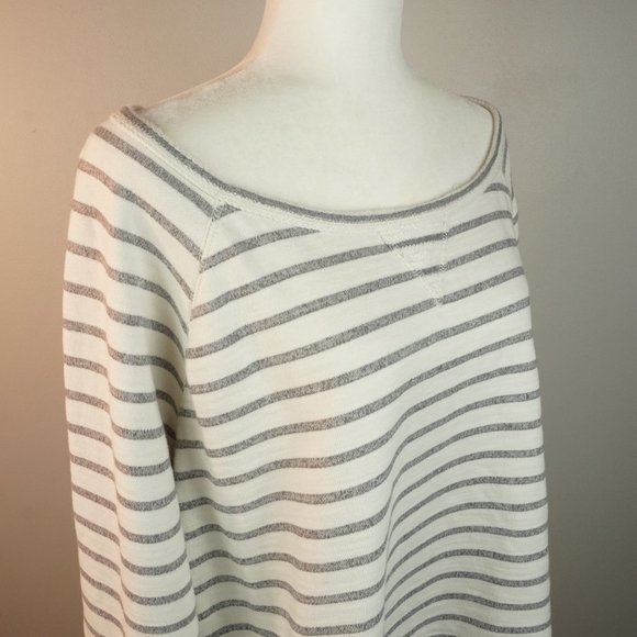 Calvin Klein Performance Gray and Cream Striped Wide Crew Neck Sweatshirt 2X - Picture 4 of 7